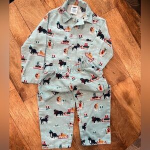Lands' End Blue Winter Dog Cozy Pajama Set Size 2 Kids